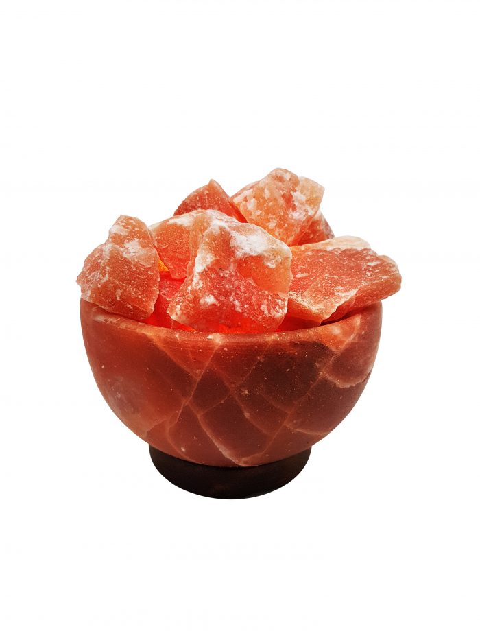 Bowl and Rocks Dark Pink Himalayan Salt Lamp