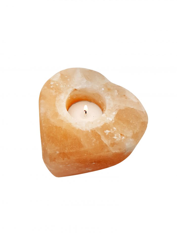 Heart Shaped Light Pink Himalayan Salt Tea Light Candle Holder