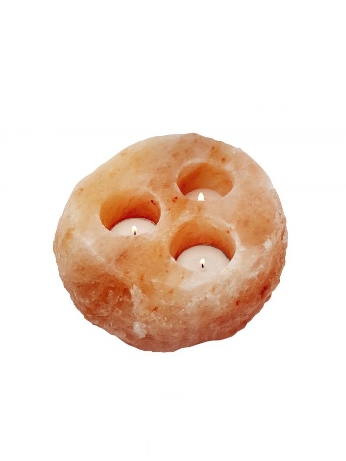 Orange Himalayan Salt Triple Tea Light Candle Holder